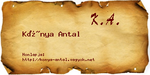 Kónya Antal névjegykártya